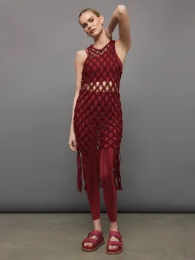 Macrame Tunic Dress in Merlot