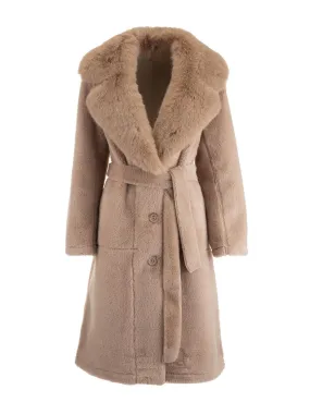 Manuela Camel Long Coat with Belt