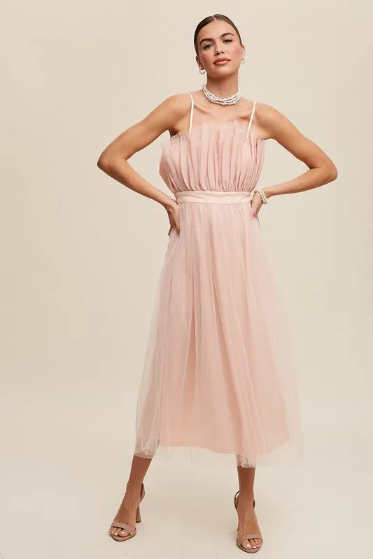 Maxi Dress with Tulle and Frill Detailing