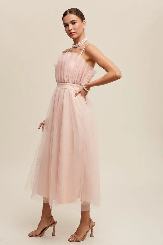 Maxi Dress with Tulle and Frill Detailing