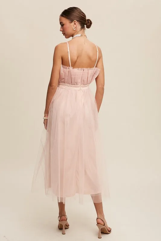 Maxi Dress with Tulle and Frill Detailing