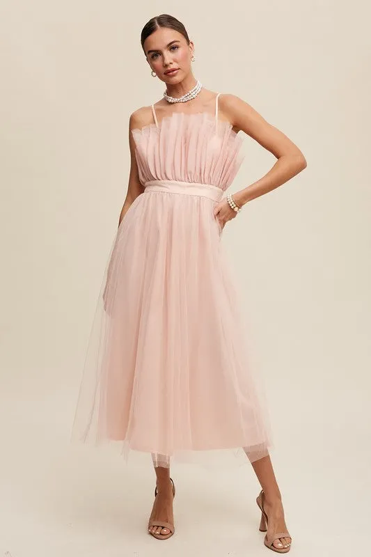 Maxi Dress with Tulle and Frill Detailing