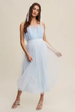 Maxi Dress with Tulle and Frill Detailing