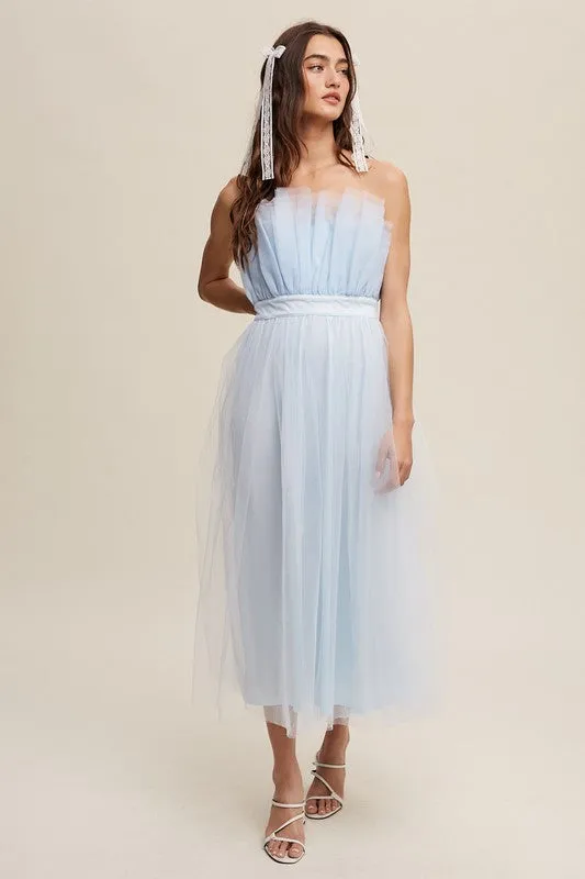 Maxi Dress with Tulle and Frill Detailing