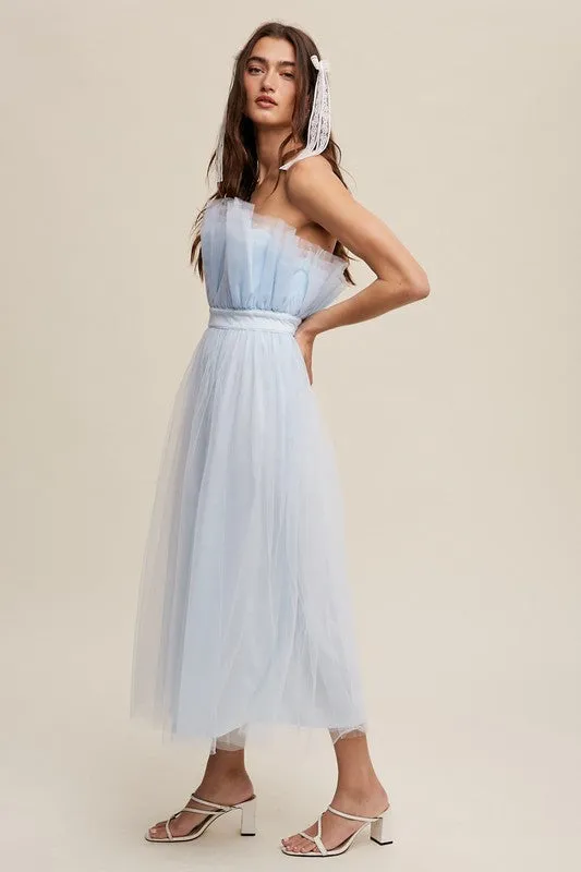 Maxi Dress with Tulle and Frill Detailing