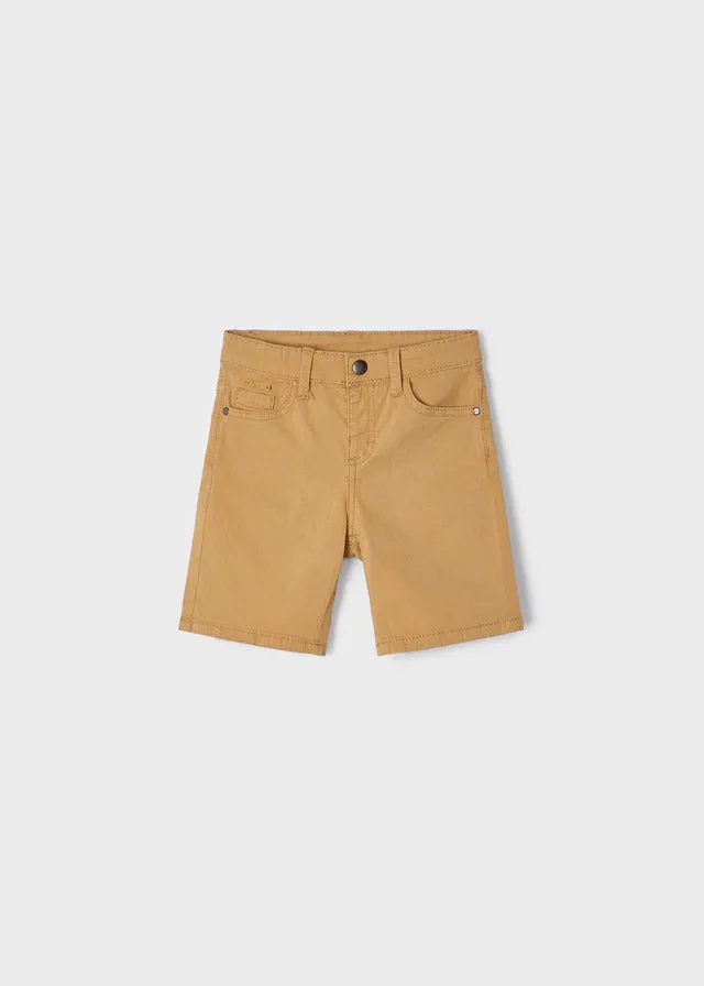 Mayoral boys' camel twill shorts with five pockets.