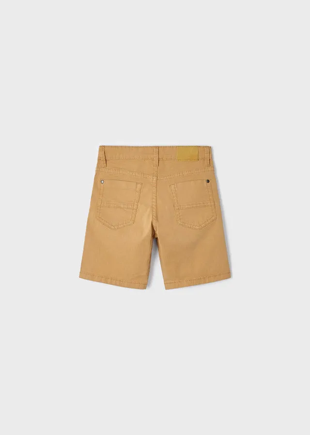 Mayoral boys' camel twill shorts with five pockets.