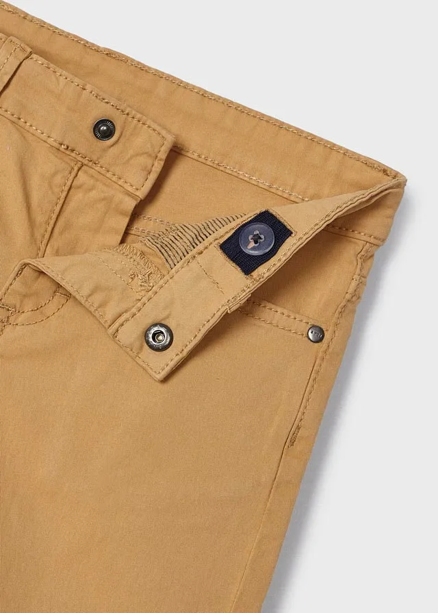 Mayoral boys' camel twill shorts with five pockets.