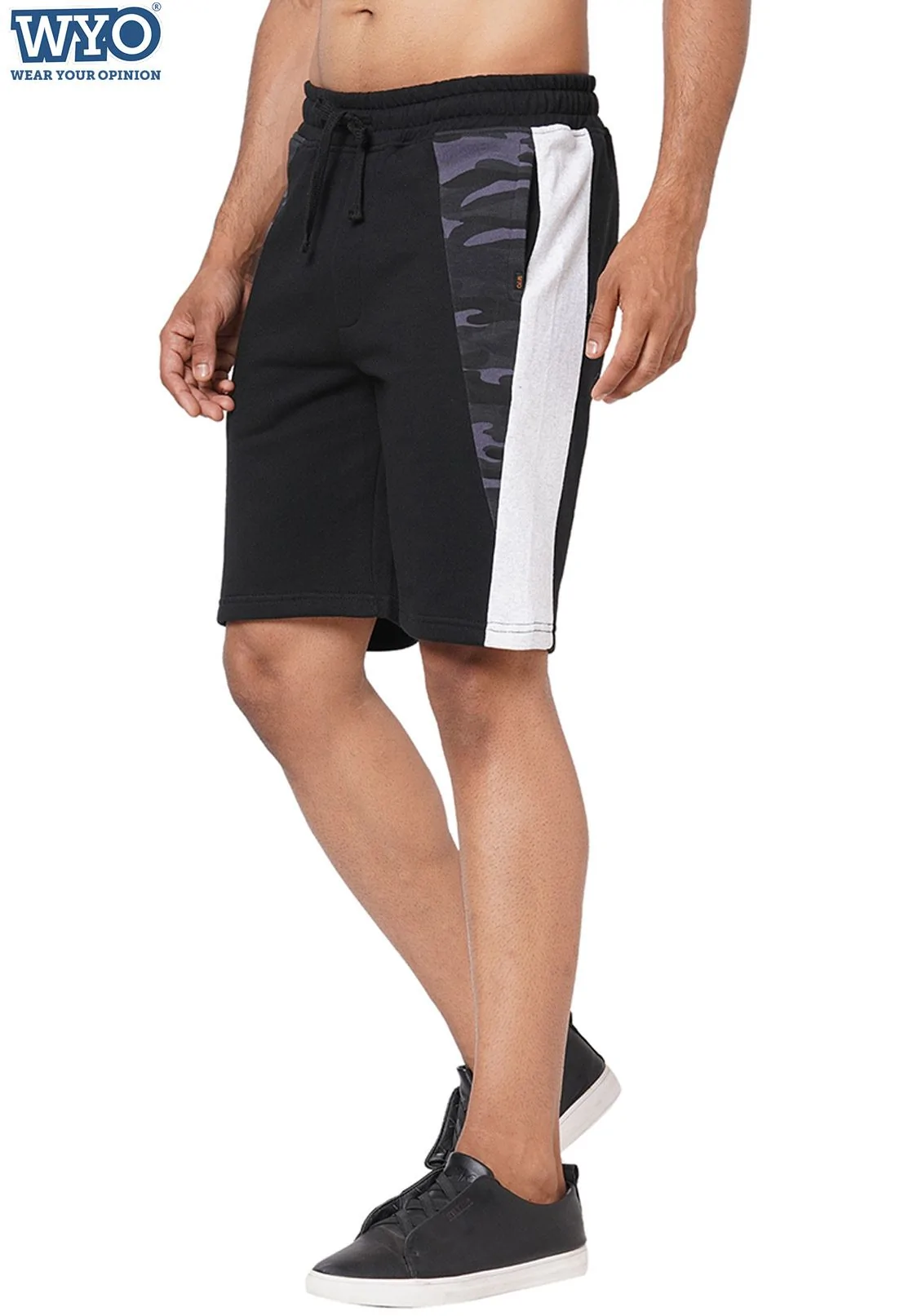 Men's Black Ecru Grey Camo Shorts