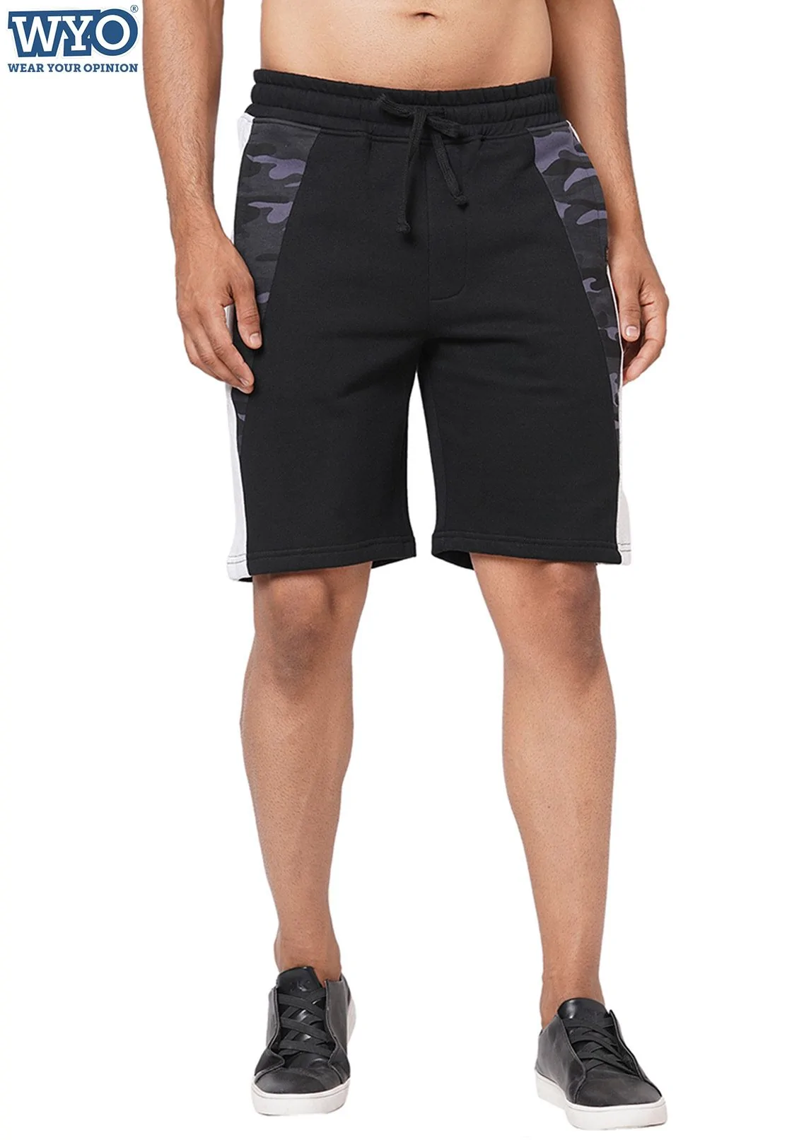 Men's Black Ecru Grey Camo Shorts