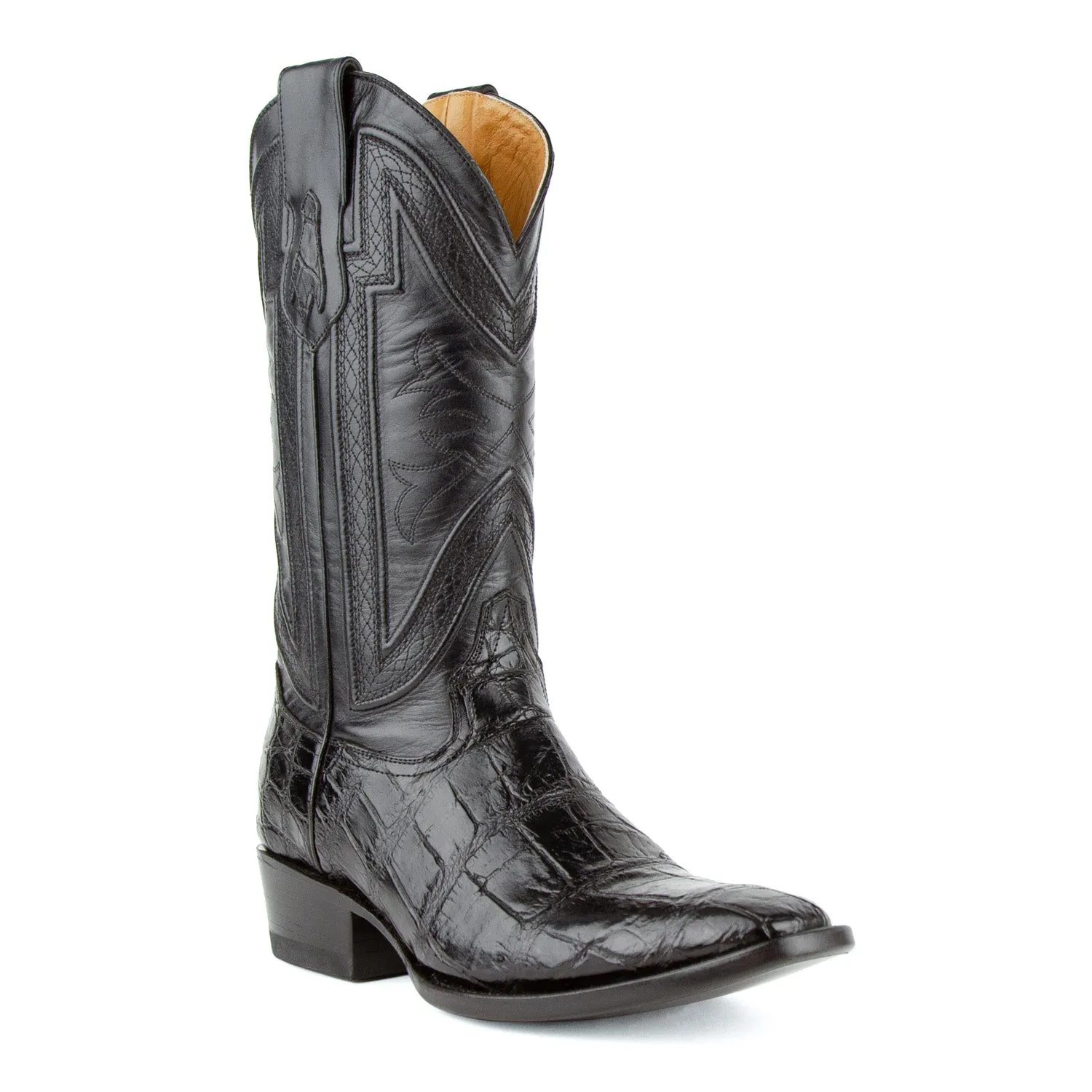 Mens Black Alligator Cowboy Boots with French Toe by Ferrini Stallion