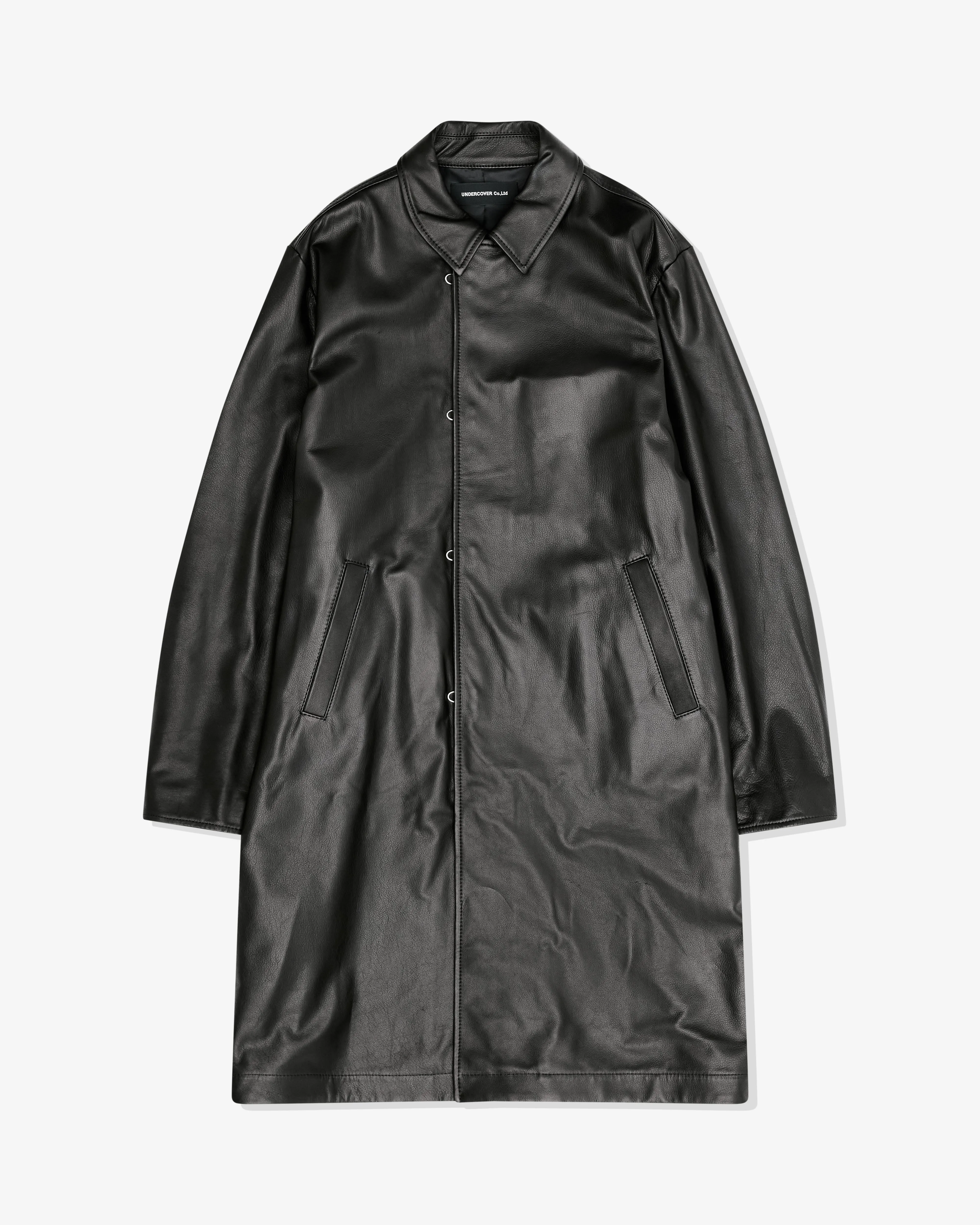 Men's Black Leather Coat for Undercover Operations.