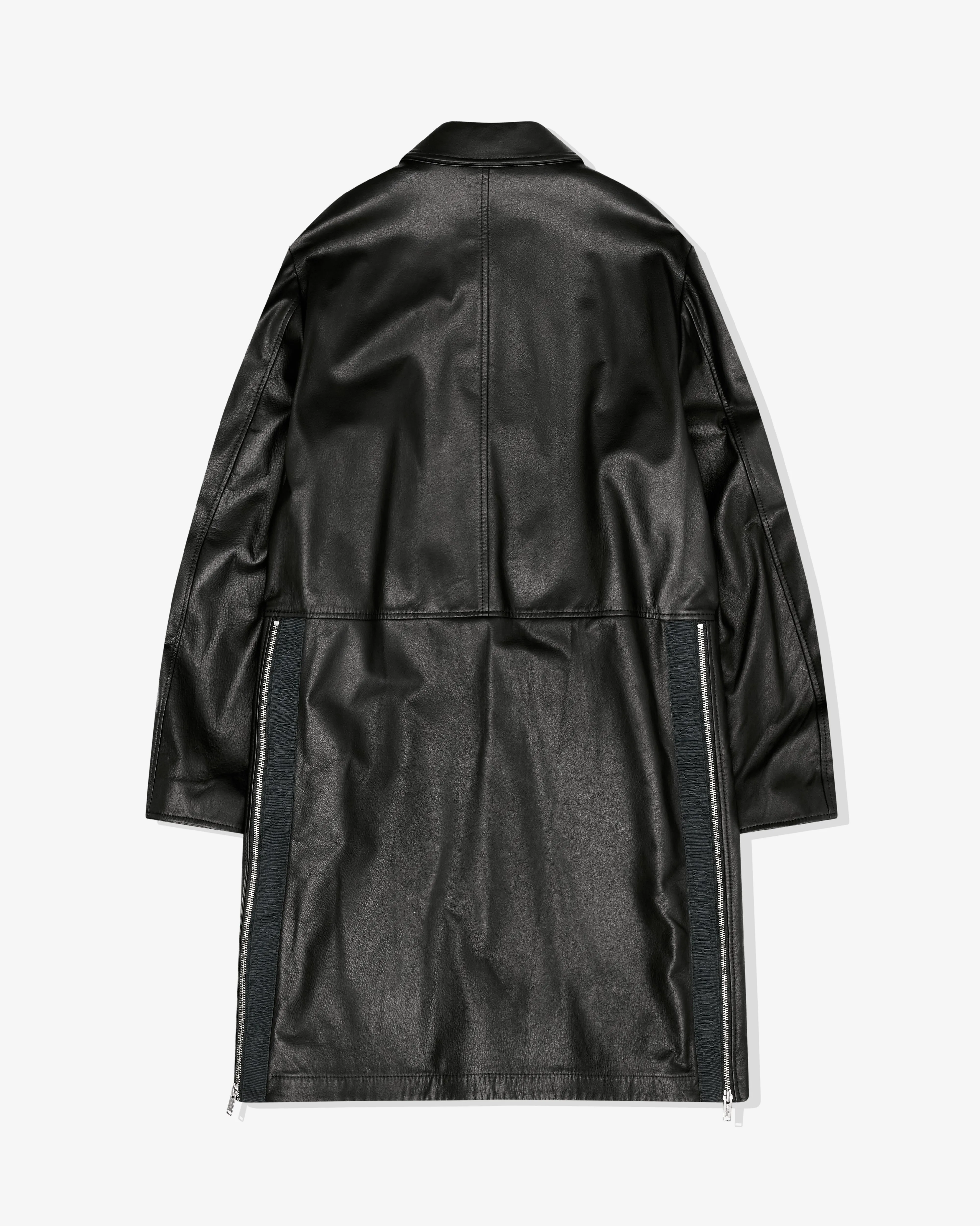 Men's Black Leather Coat for Undercover Operations.