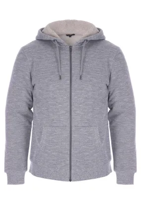 Mens Grey Sherpa Zip Hoody