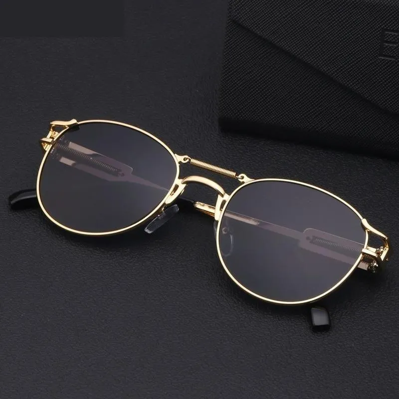 Men's Round Steampunk Alloy Sunglasses Set for Summer