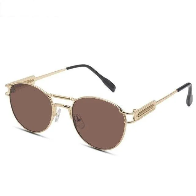 Men's Round Steampunk Alloy Sunglasses Set for Summer