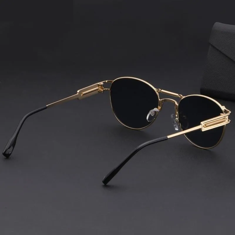 Men's Round Steampunk Alloy Sunglasses Set for Summer