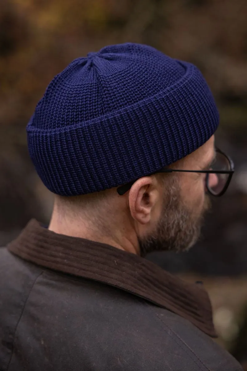 Merino Bifold Watch Cap in Navy