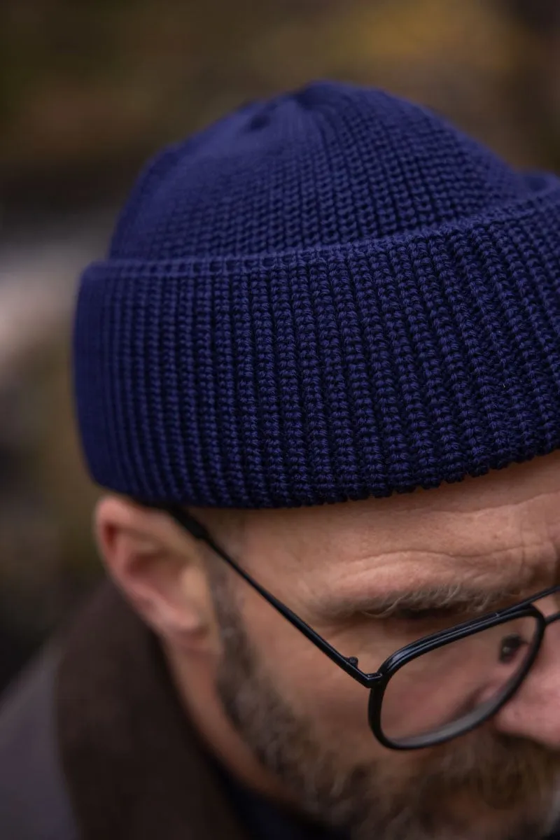 Merino Bifold Watch Cap in Navy