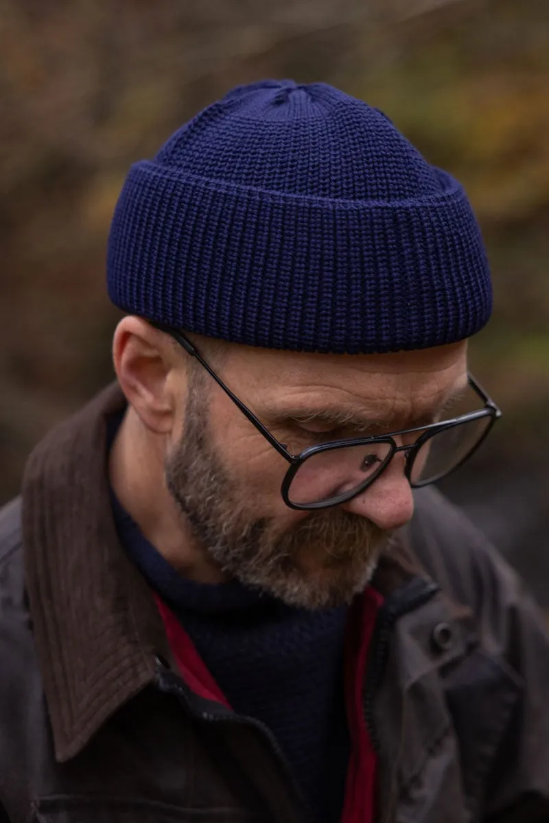 Merino Bifold Watch Cap in Navy