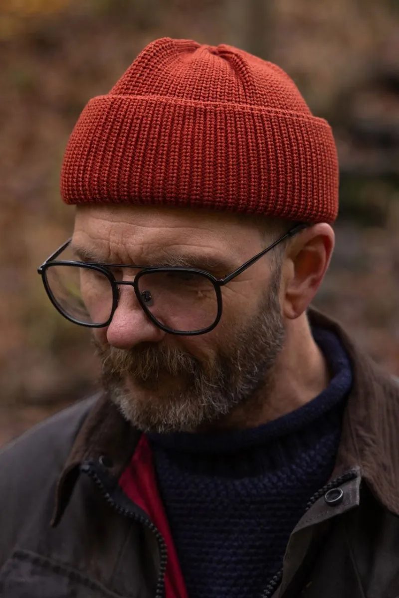 Merino Bifold Watch Cap in Rust