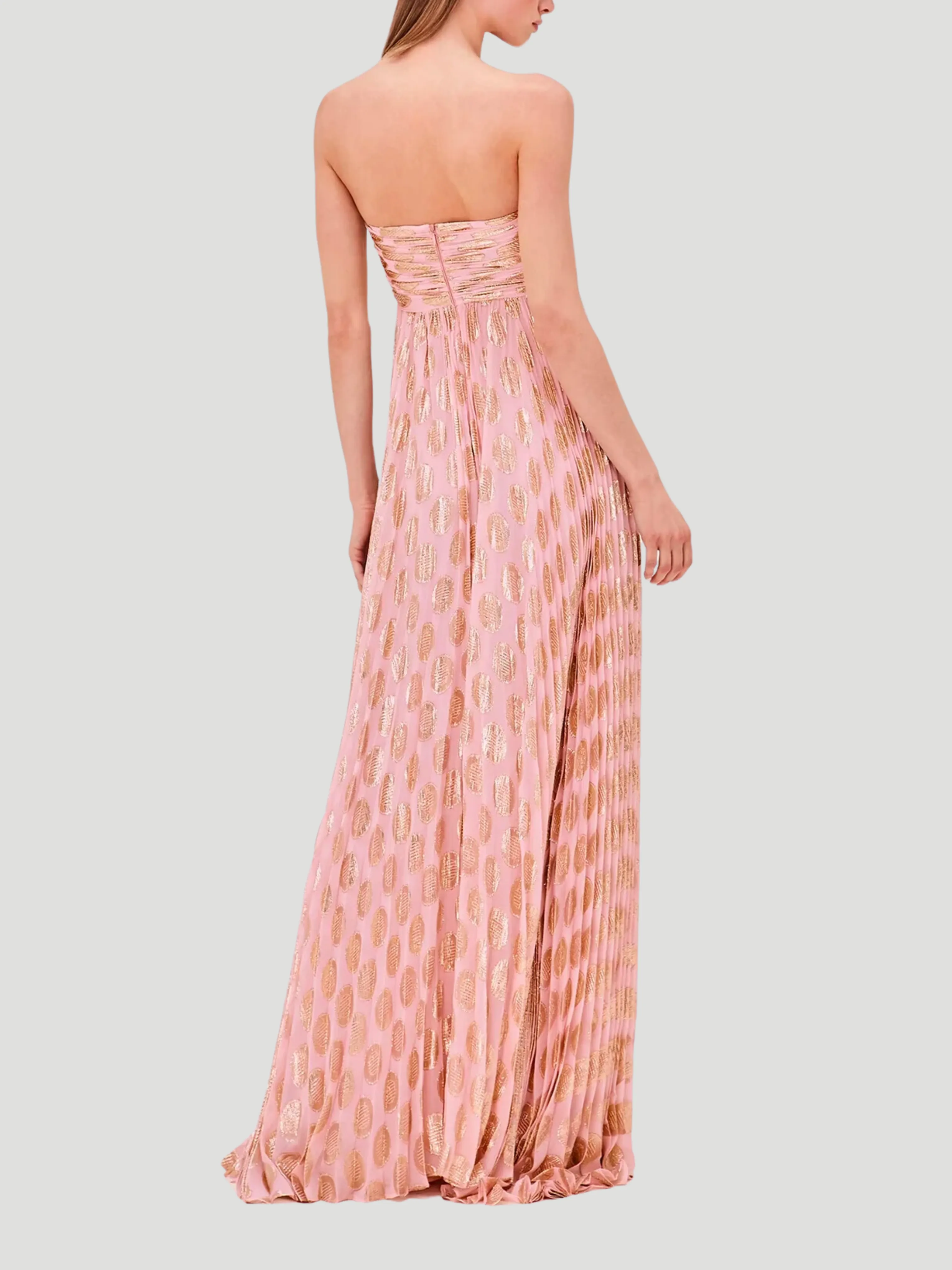 Metallic Maxi Dress with Pleats - Maryana Strapless