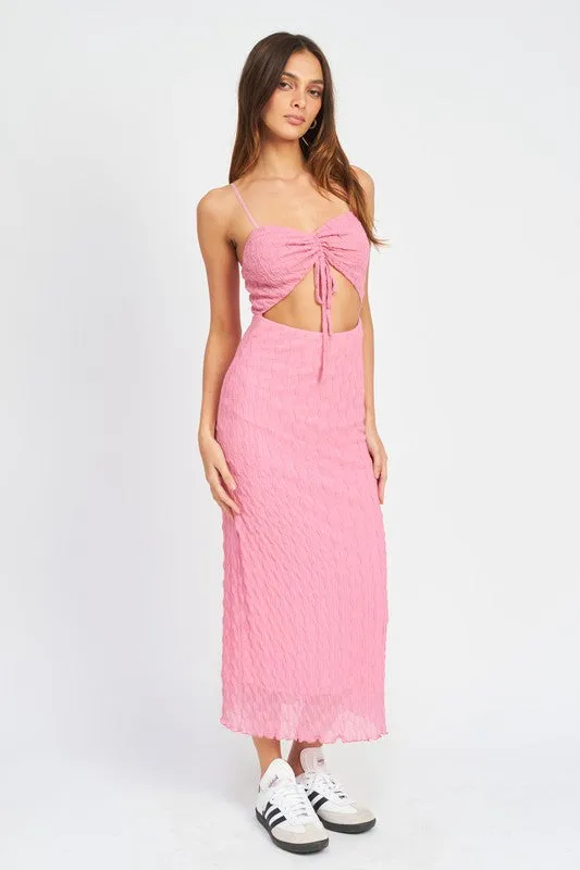 Midi Dress with Spaghetti Straps and Cutouts – Shop Now!