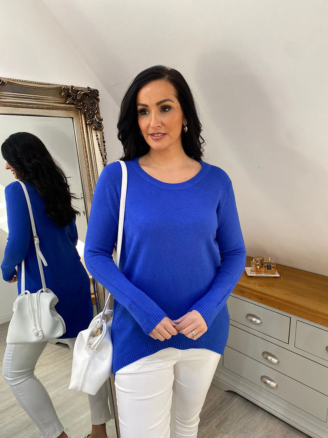 Mila Royal Blue Jumper with Ribbed Trim