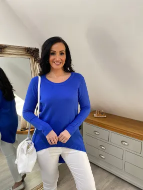 Mila Royal Blue Jumper with Ribbed Trim