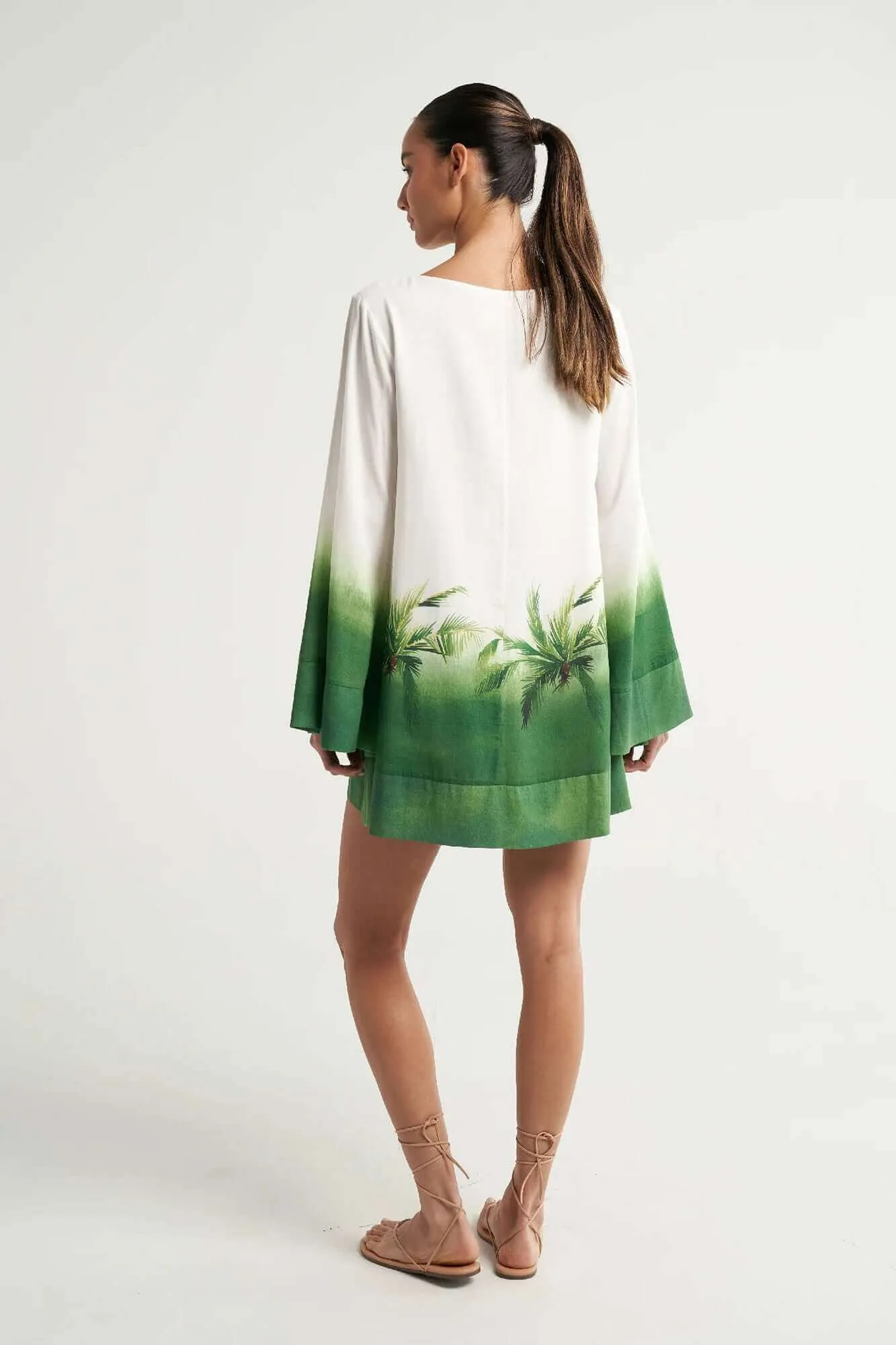 Mini Trapeze Dress in Palms