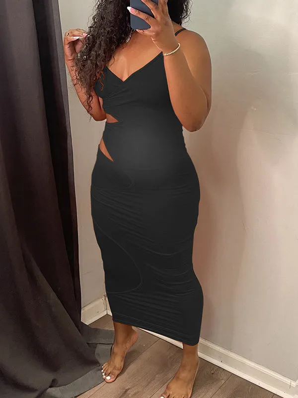 Fashion Maternity Dress with Irregular Cut Out V-neck for Daily and Party Outfits