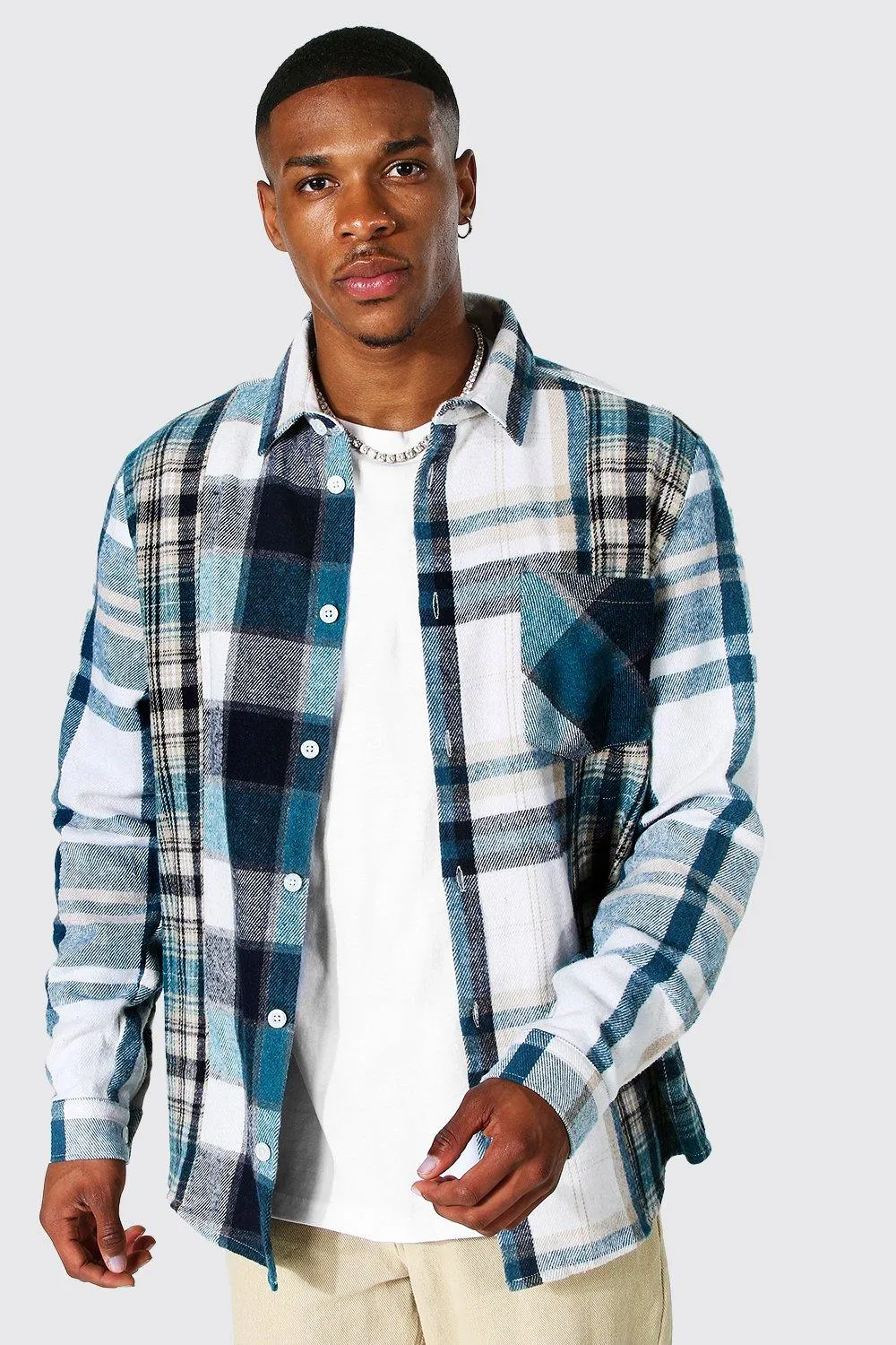 Multi Flannel Shirt Jacket