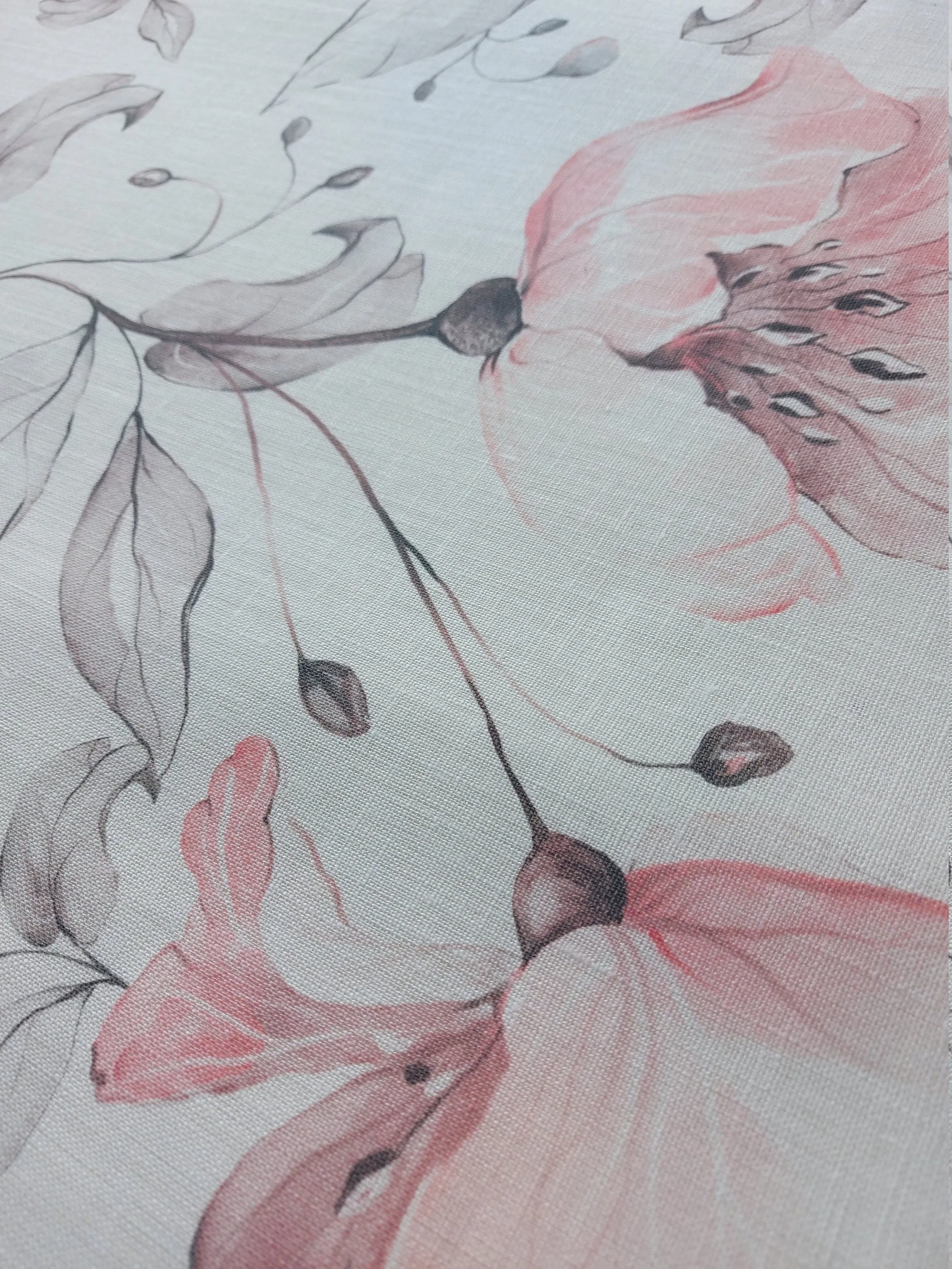 Natural Floral Linen Fabric - 148 cm Width - Clothing & Home Textile - By The Yard