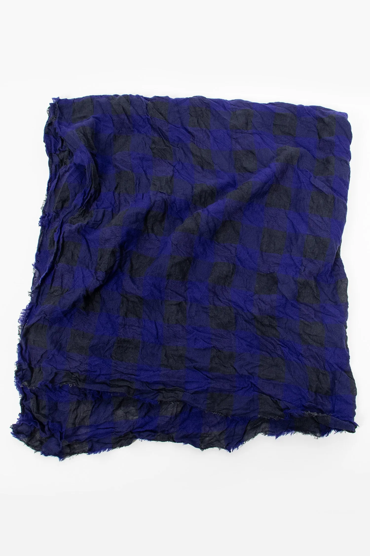 Navy Blue Royal Blue Shawl - Washed