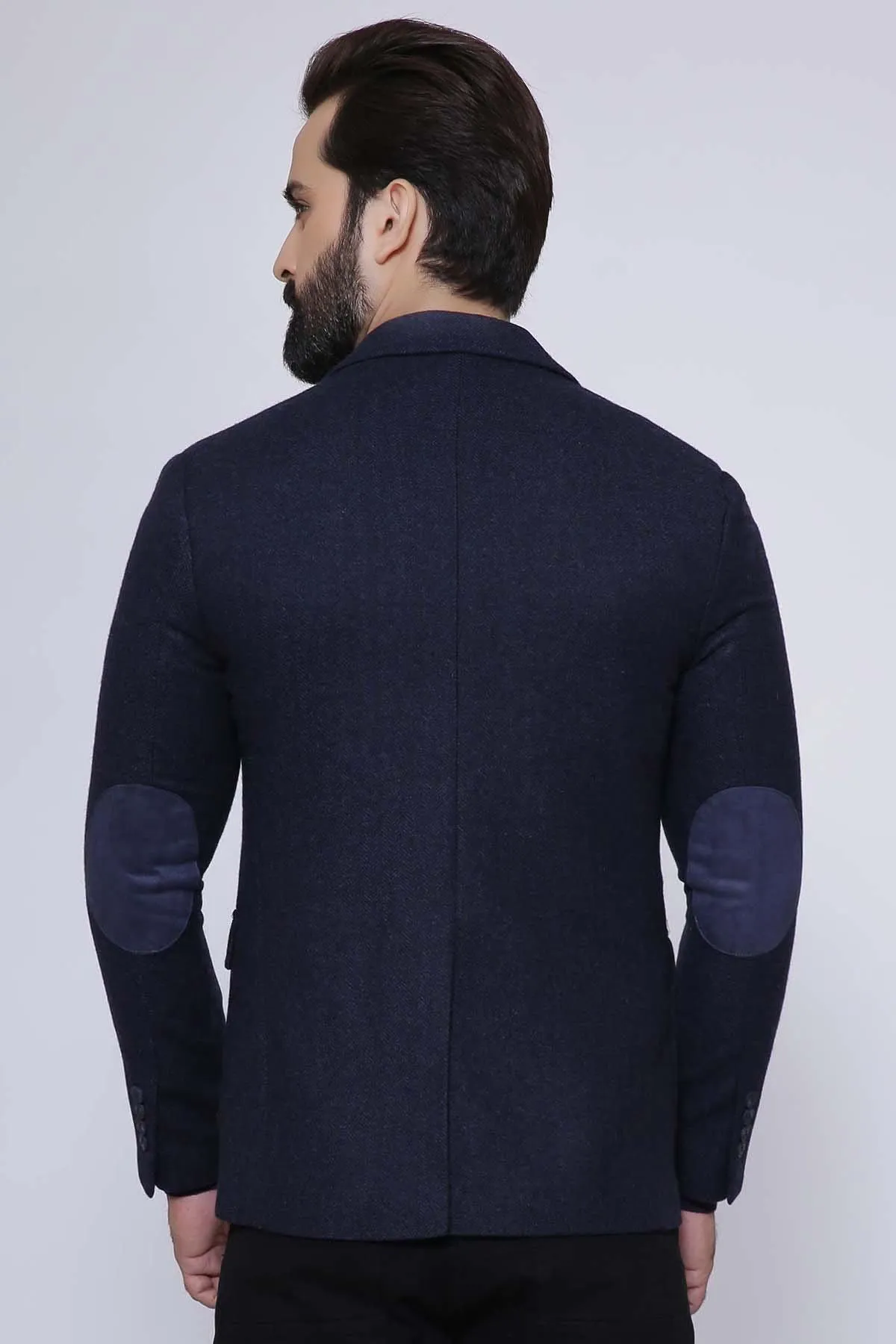 Navy Blue Slim Fit Casual Coat