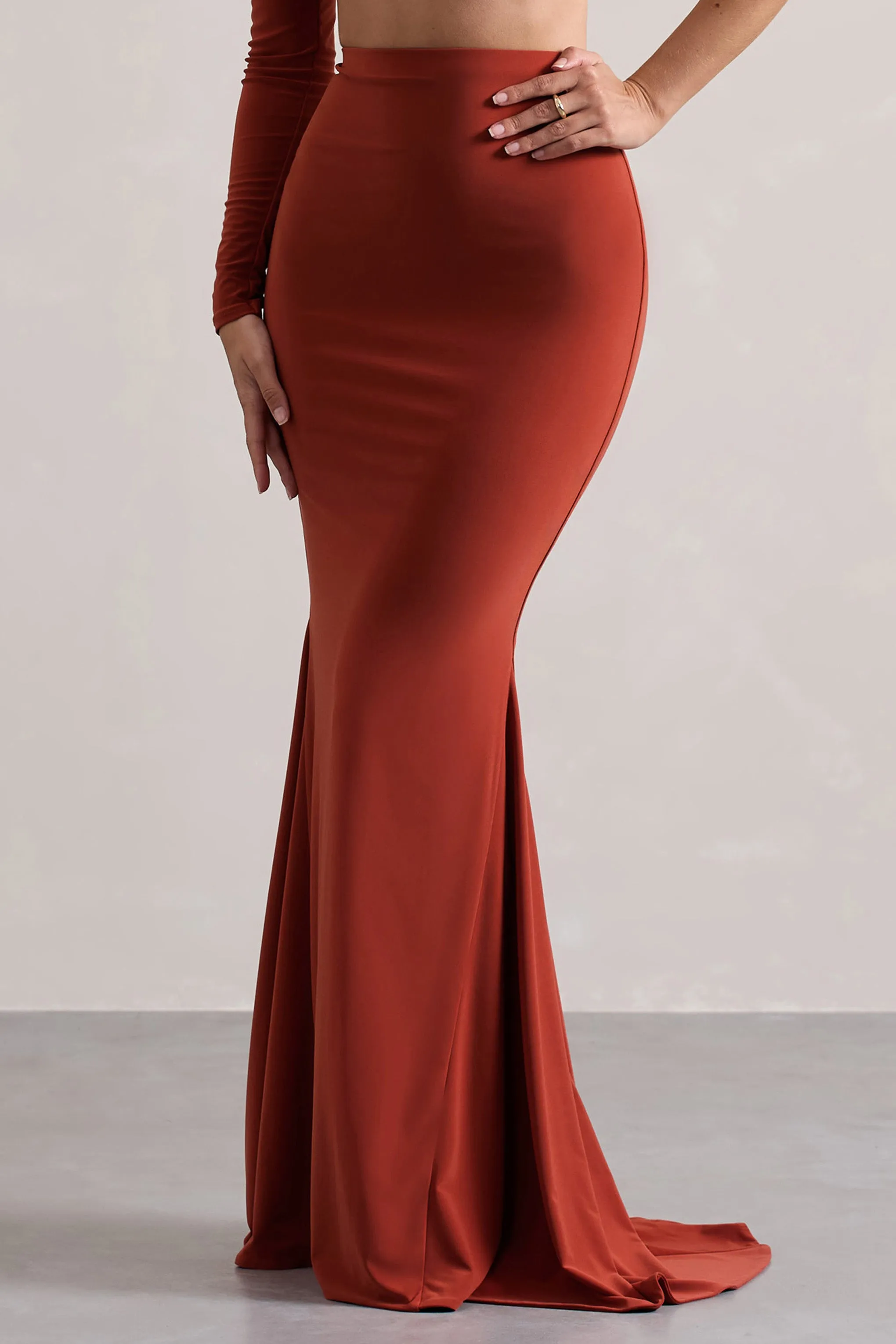 Neomie Terracotta Fishtail Maxi Skirt - Shop Now