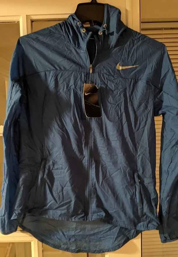 Nike Impossibly Light Hooded Running Jacket 457 Small Blue - Best Price & Fast Shipping