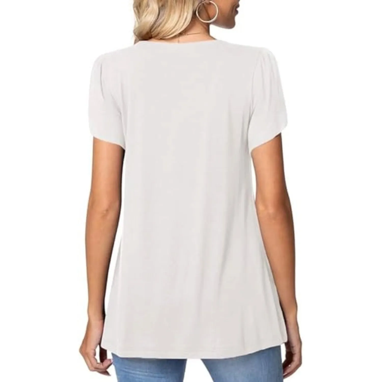 Petal Short Sleeve Square Neck Tunic Tops for Women - Shop Now.