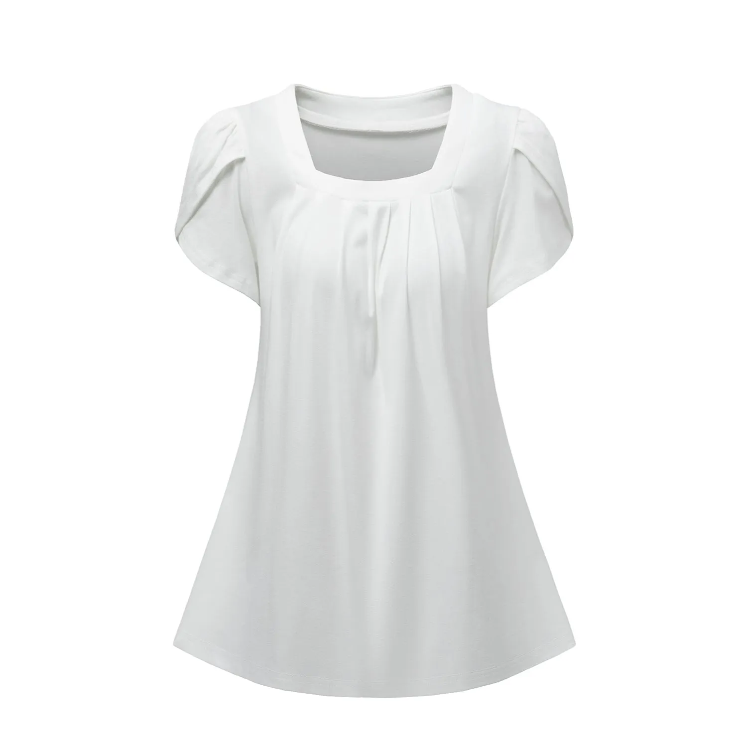 Petal Short Sleeve Square Neck Tunic Tops for Women - Shop Now.