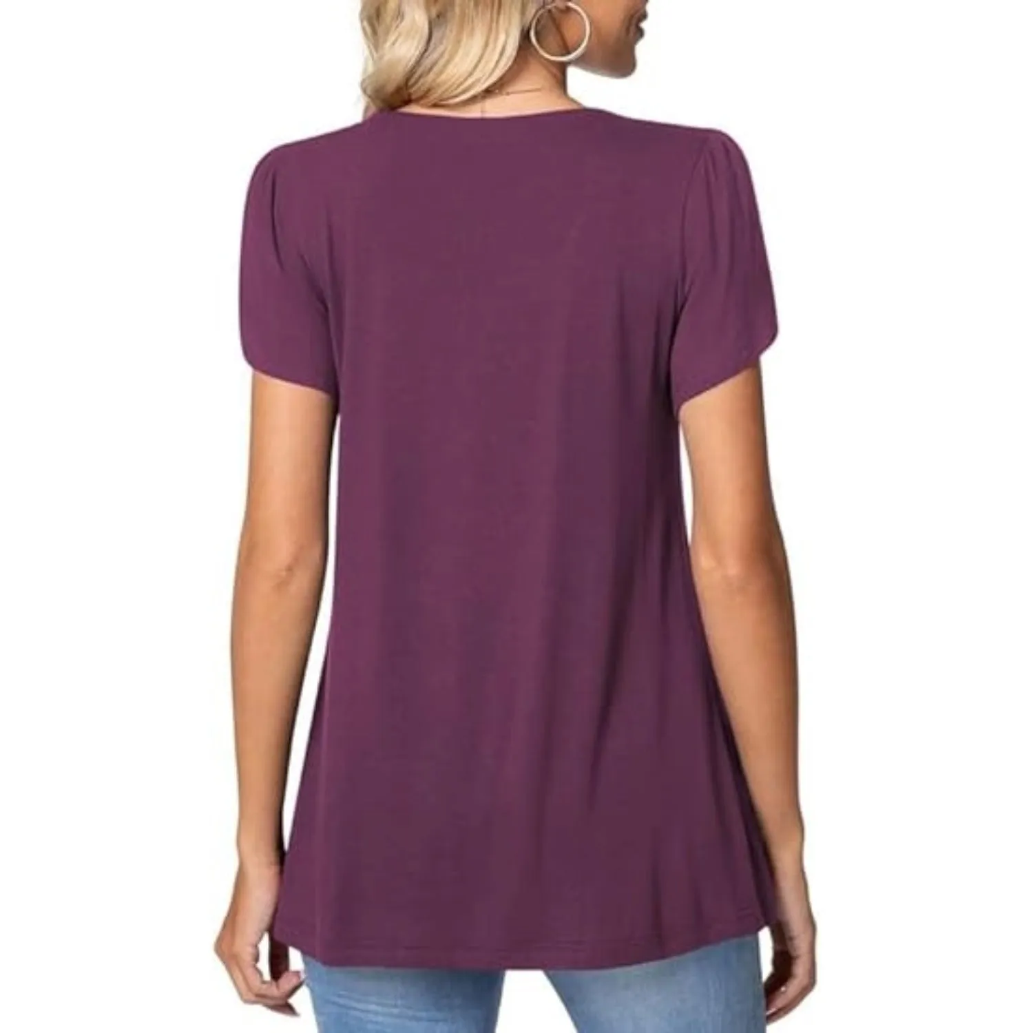 Petal Short Sleeve Square Neck Tunic Tops for Women - Shop Now.