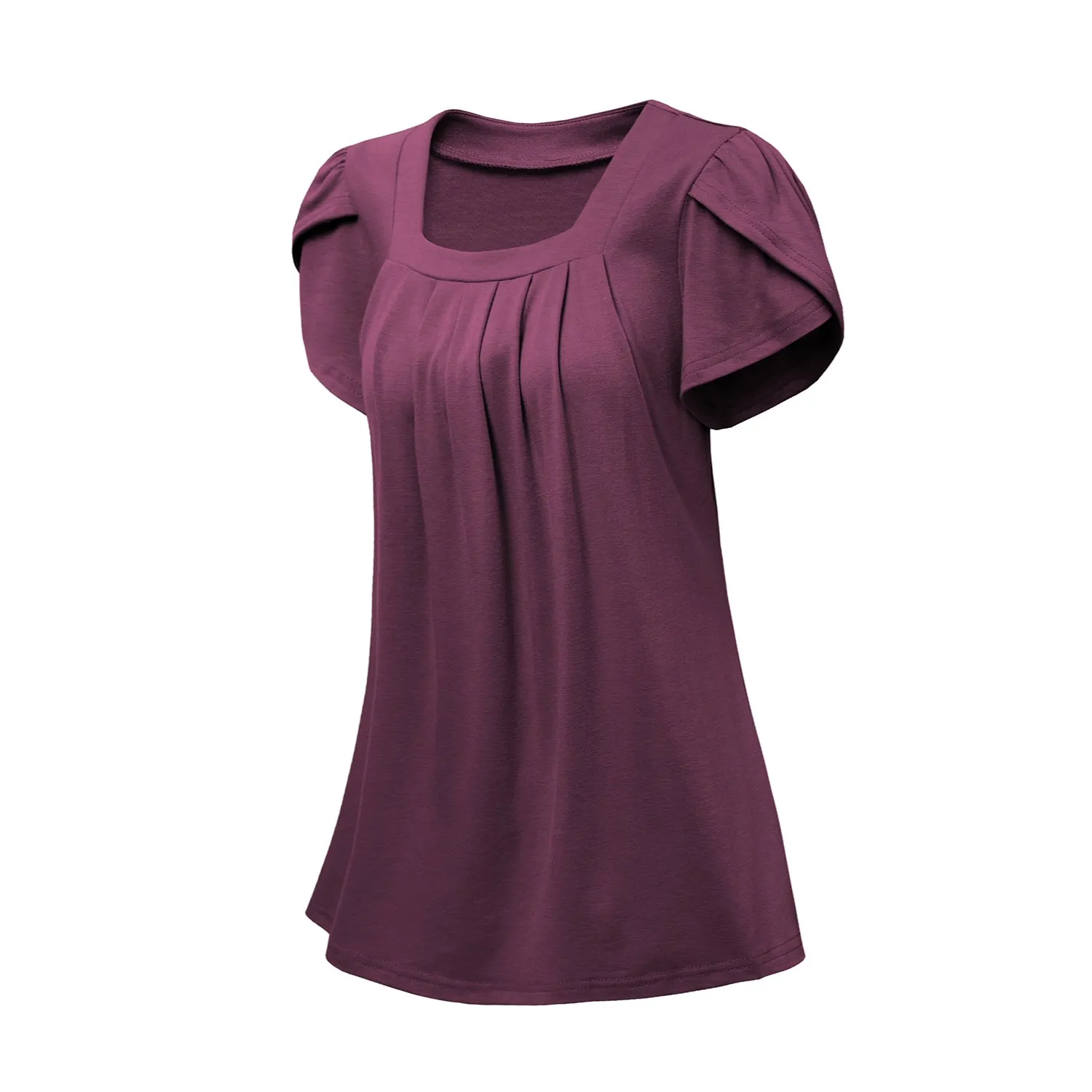 Petal Short Sleeve Square Neck Tunic Tops for Women - Shop Now.