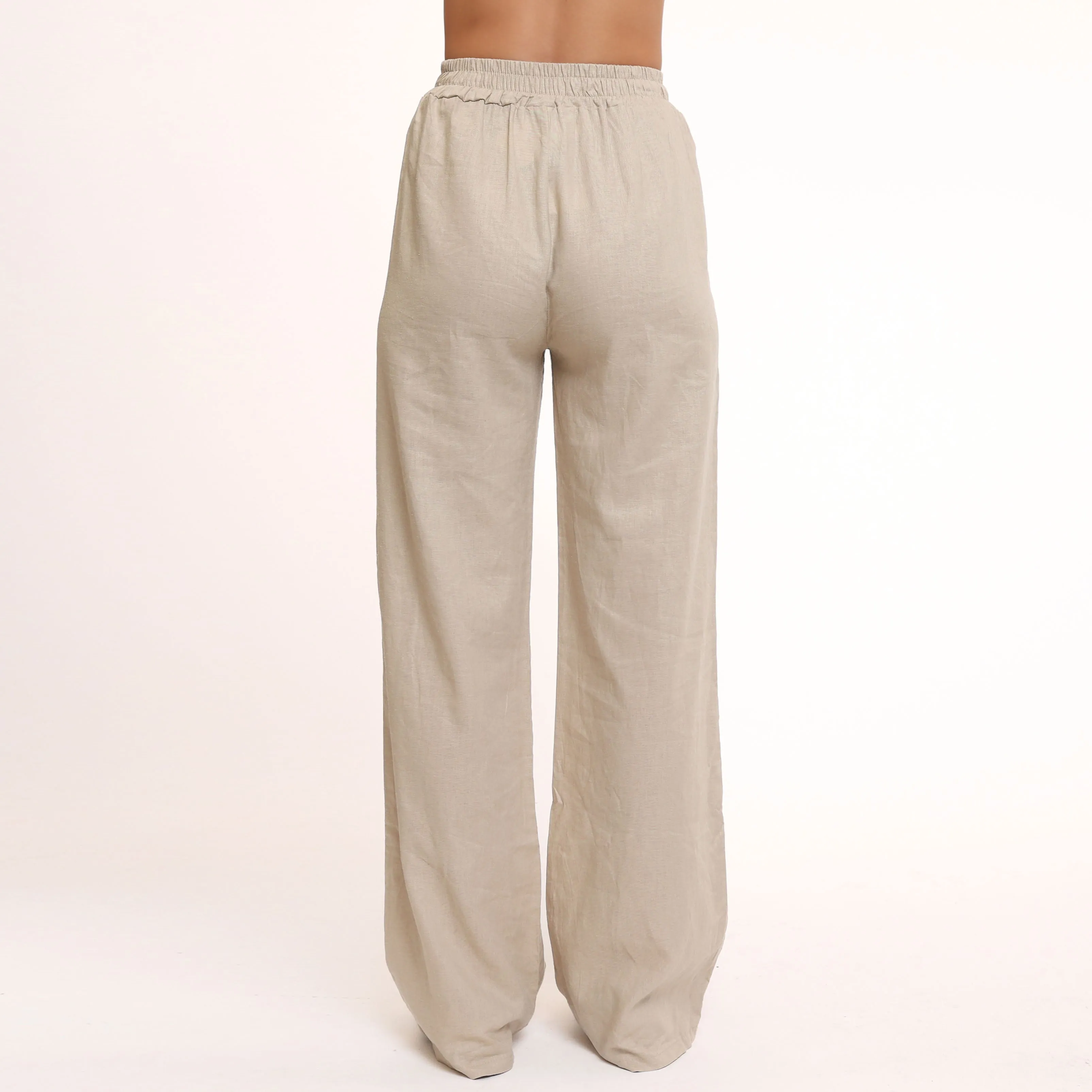 Petite Beige Linen Pants