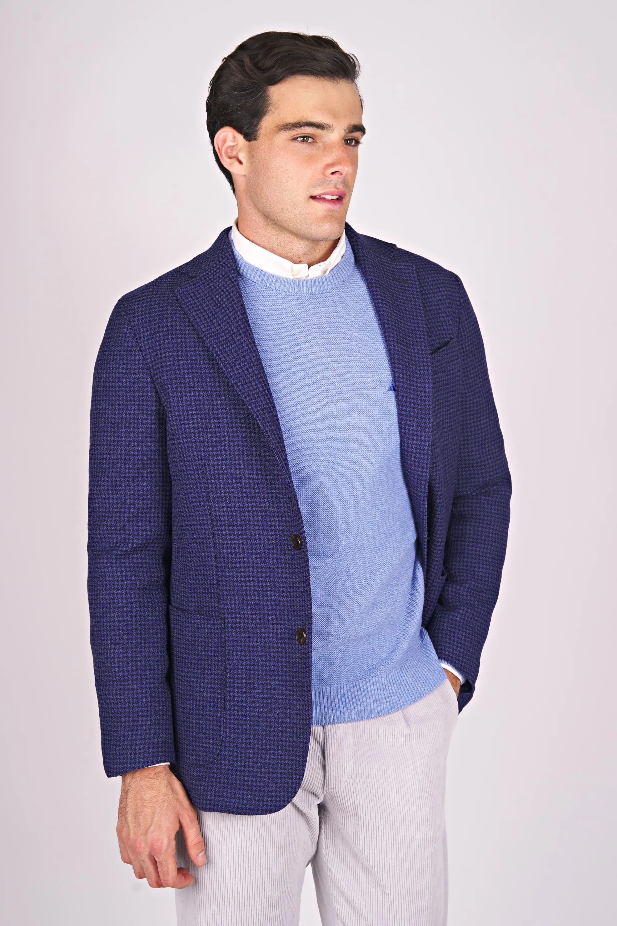 Pied-the-Poule Wool Jacket - Single Breasted, Unlined