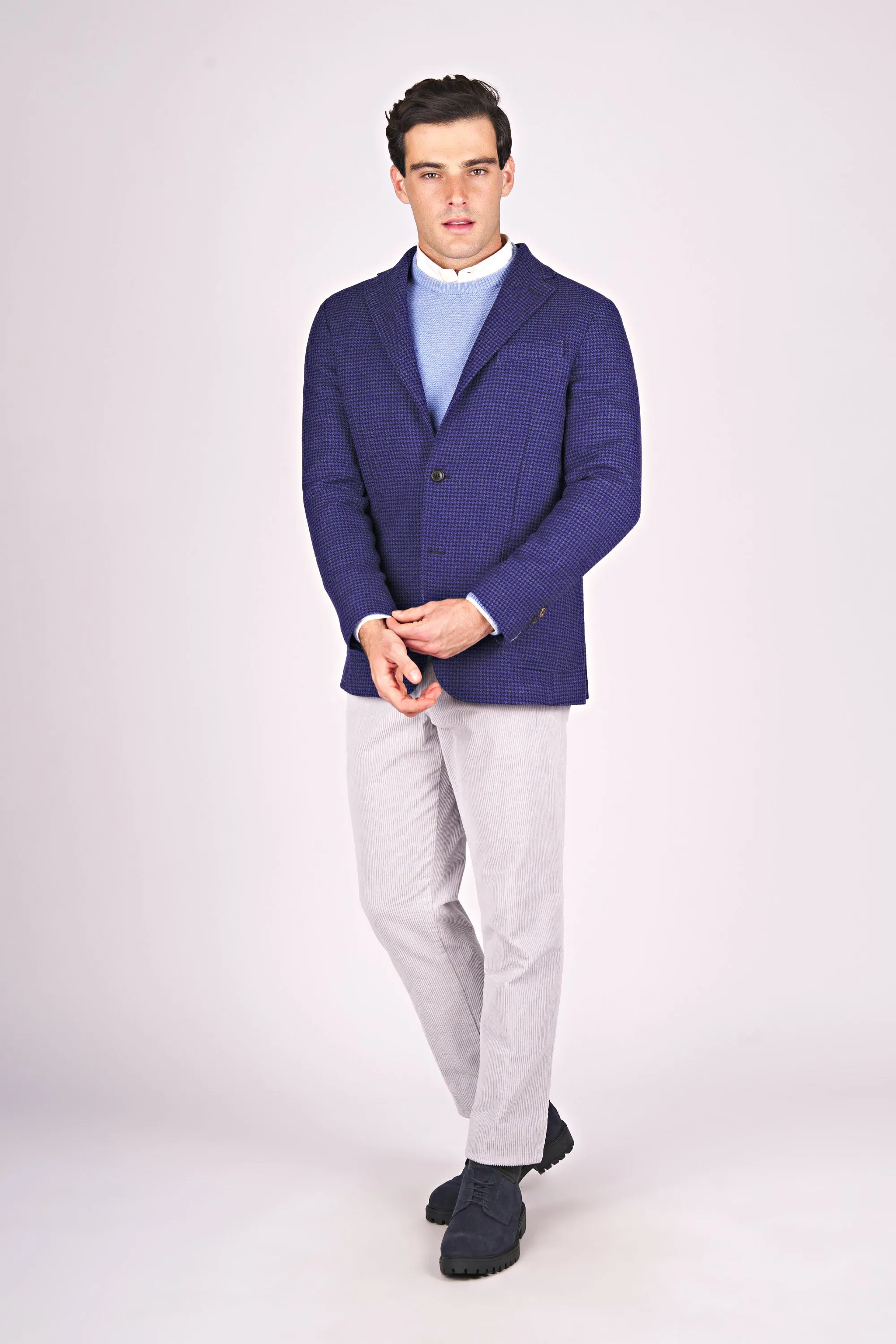 Pied-the-Poule Wool Jacket - Single Breasted, Unlined