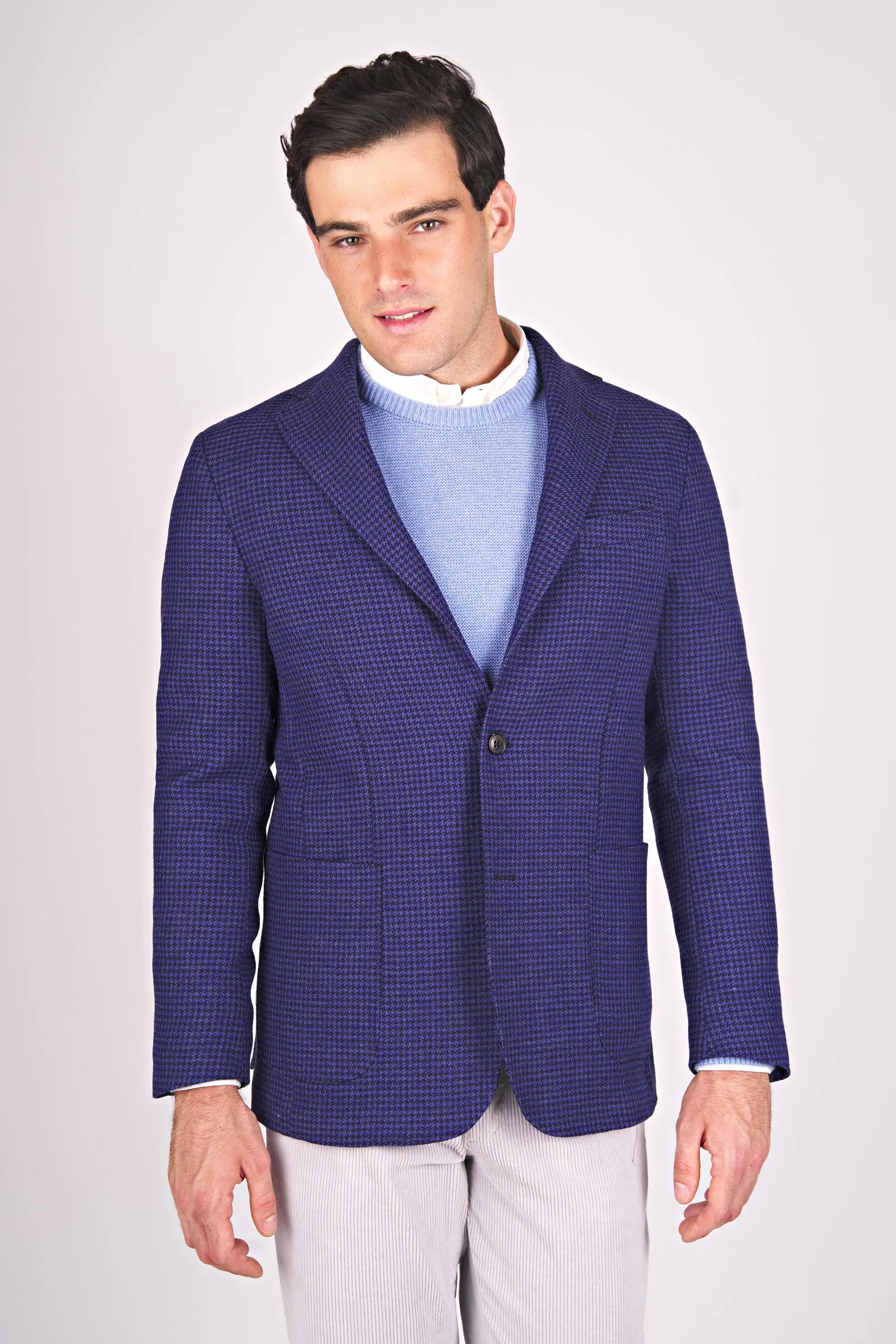 Pied-the-Poule Wool Jacket - Single Breasted, Unlined