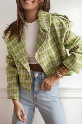 Plaid Button-Up Coat with Turn-Down Collar (Available in 3 Colors)