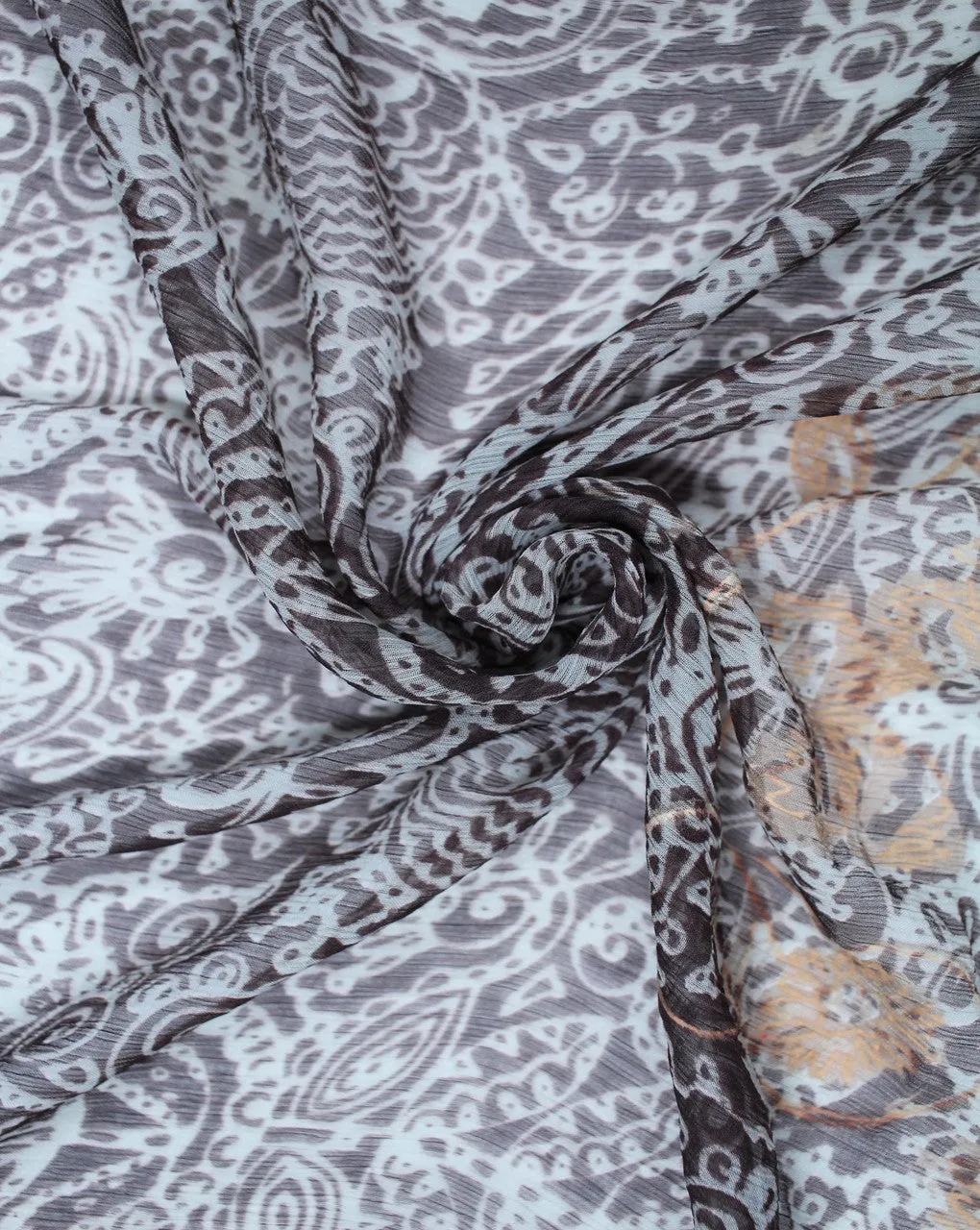 Polyester Chiffon Fabric with Off White and Multicolor Abstract Print