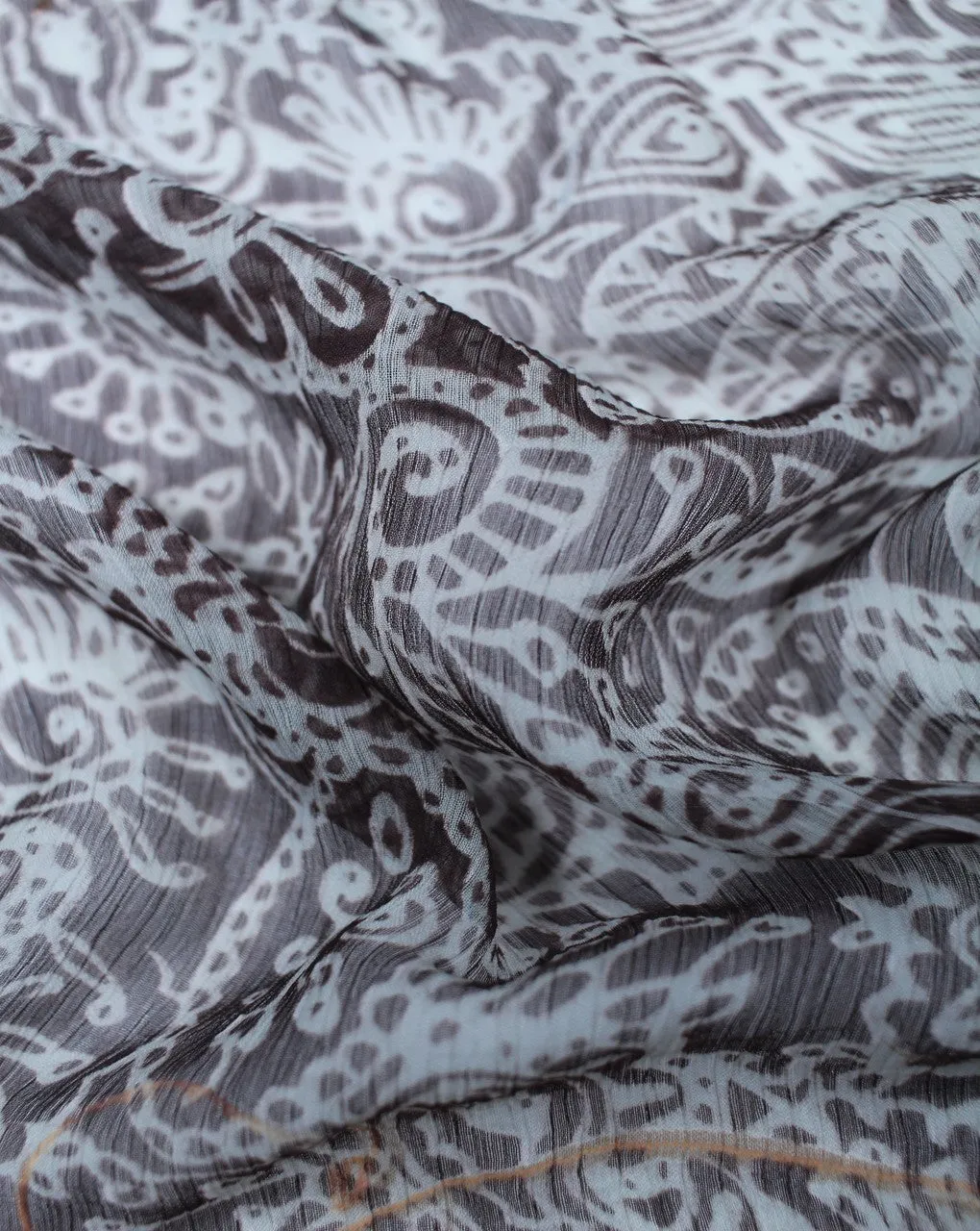 Polyester Chiffon Fabric with Off White and Multicolor Abstract Print