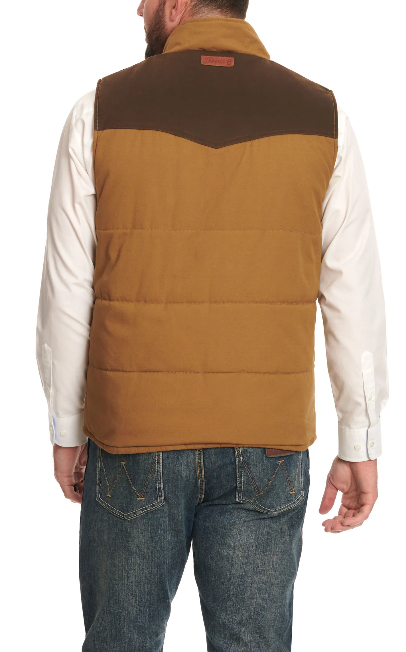 Rafter C Men's Camel and Chocolate Canvas Puff Vest