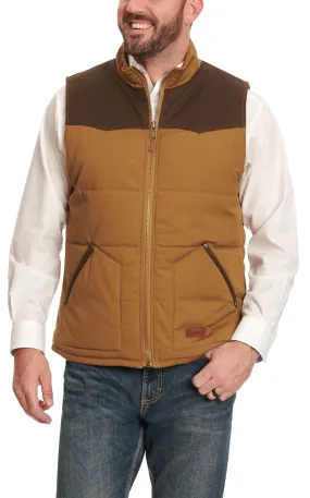 Rafter C Men's Camel and Chocolate Canvas Puff Vest